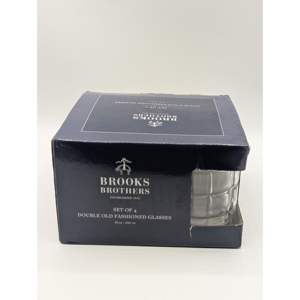Set Of 4 Brooks Brothers Double Old-Fashioned Glasses 10Oz